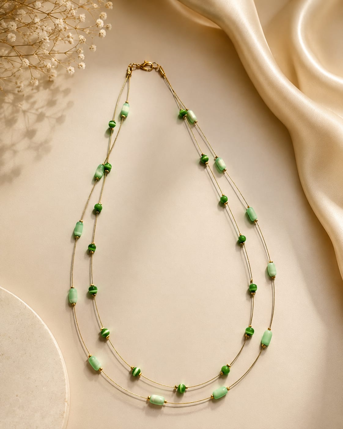 Mint Meadow Layered Bead Necklace - Image 2