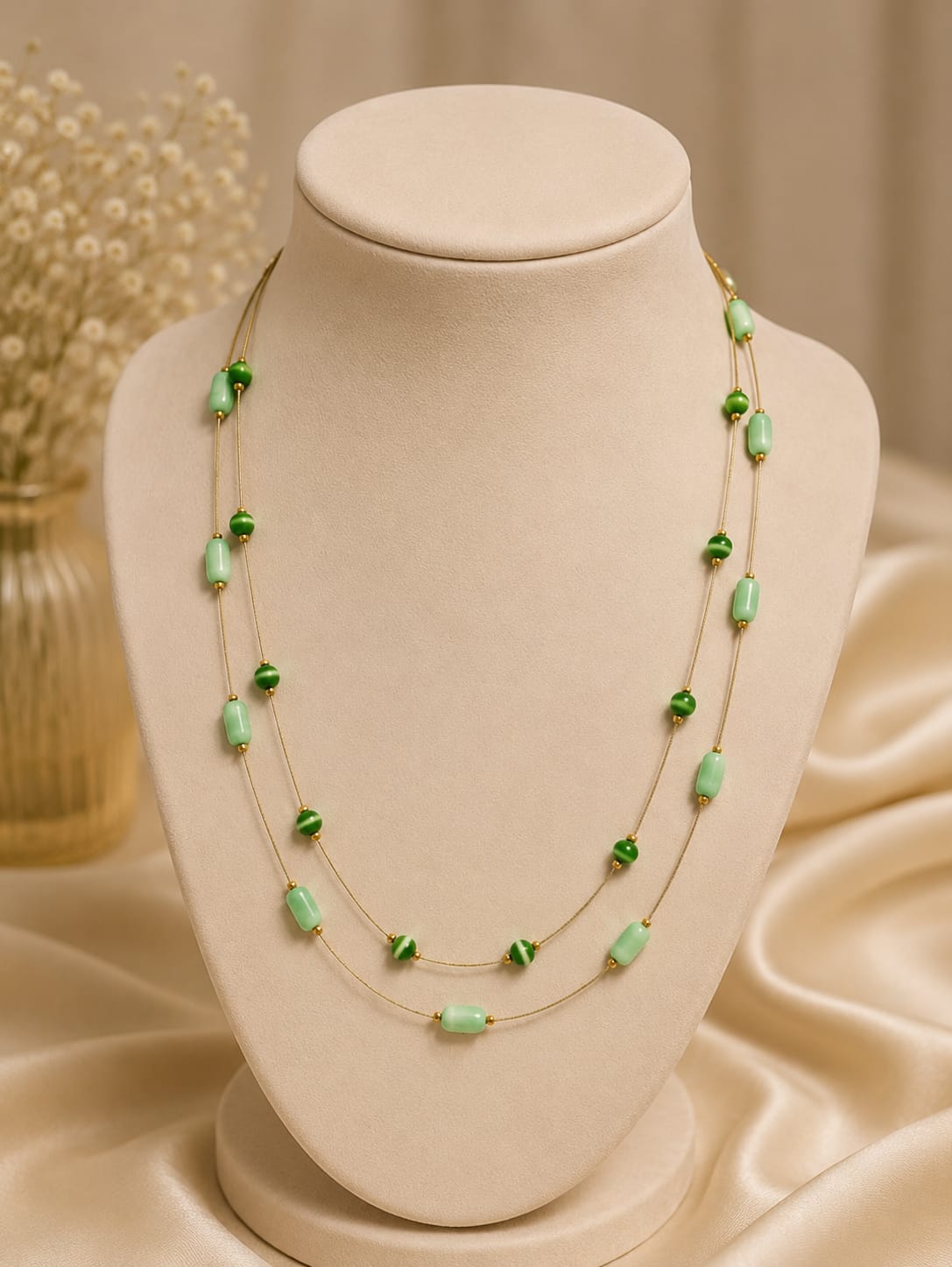 Mint Meadow Layered Bead Necklace