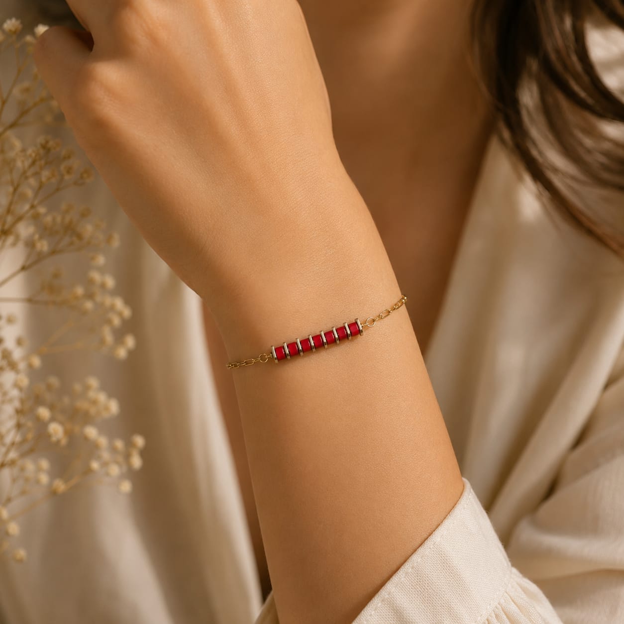 Ruby Charm Chain Bracelet - Image 2